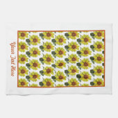 Zonnebloemkeukenhanddoek - Optionele personalisati Theedoek (Horizontaal)