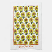 Zonnebloemkeukenhanddoek - Optionele personalisati Theedoek (Verticaal)