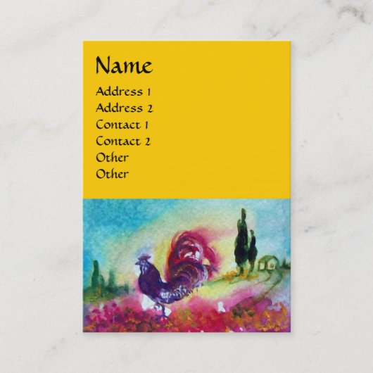 Zonnebloemkjes en ZWARTE ROOSTER, geel Visitekaartje (Voorkant)