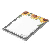 Zonnebloemkleurenrand, monogrammen notitieblok (Linkerzijde)