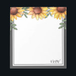 Zonnebloemkleurenrand, monogrammen notitieblok<br><div class="desc">Zonnebloemkleurenrand,  aangepast ontwerp van het notebookblok. Eenvoudig te gebruiken sjabloon. Typ gewoon in je eigen naam om het zelf te maken. Monogrammed letters.</div>