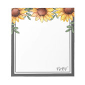 Zonnebloemkleurenrand, monogrammen notitieblok (Voorkant)