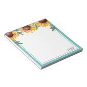 Zonnebloemkleurenrand, monogrammen notitieblok (Schuin)