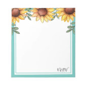 Zonnebloemkleurenrand, monogrammen notitieblok (Voorkant)
