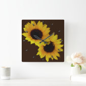 Zonnebloemklokjes Geel Zonnebloem Vierkante Klok (Huis)