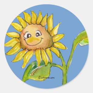 Zonnebloemklokker 10 ronde sticker