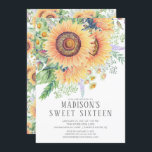 Zonnebloemknol Floral Sweet Sixteen  Kaart<br><div class="desc">Moderne en Trendy zoete zestien Uitnodiging met mooie waterverf zonnebloemen.  Stijlvolle en lieflijke zestien feestjes.</div>