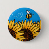 zonnebloemknop bijentrail ronde button 5,7 cm (Voorkant)
