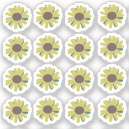Zonnebloemknoppen Botanische Bloem Illustratie Sticker