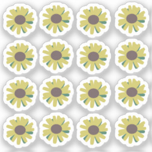 Zonnebloemknoppen Botanische Bloem Illustratie Sticker