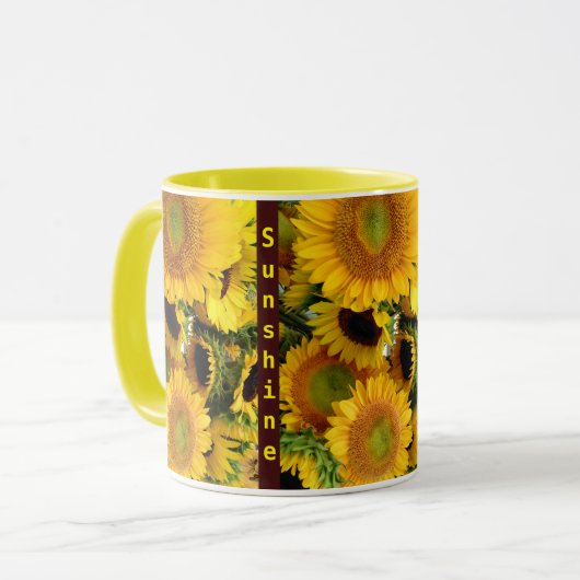 Zonnebloemkoffiebeker Zonnebakken Mok Persoonlijke (Voorkant links)