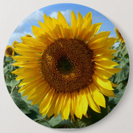 Zonnebloemkolossale ronde badge button 6,0 cm