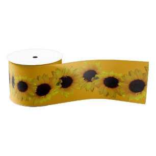 Zonnebloemkoolstofpapier Gepersonaliseerd bloemkoo Grosgrain Lint