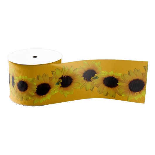 Zonnebloemkoolstofpapier Gepersonaliseerd bloemkoo Grosgrain Lint (Spoel)