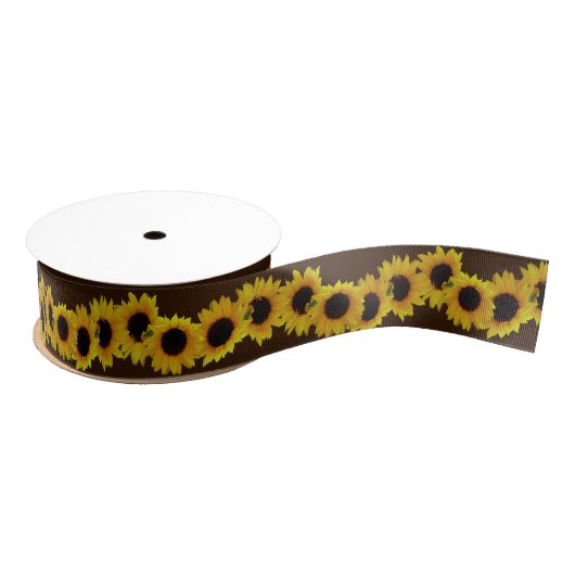 Zonnebloemkoolstofpapier Gepersonaliseerd bloemkoo Grosgrain Lint (Spoel)