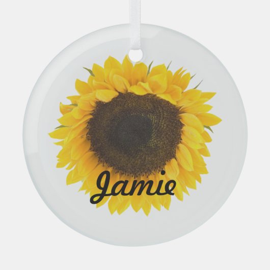 Zonnebloemkorrels Glas Ornament (Voorkant)