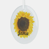 Zonnebloemkorrels Glas Ornament (Voorkant links)