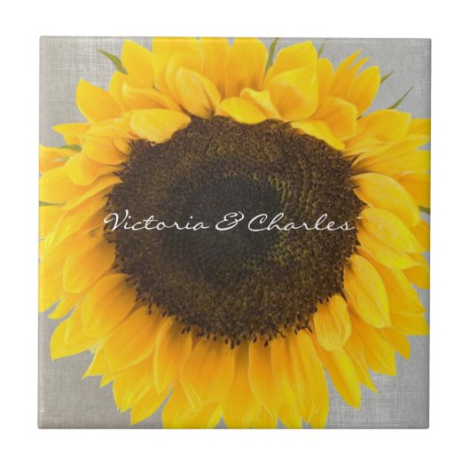 Zonnebloemkorrels Tegeltje (Voorkant)