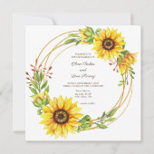 Zonnebloemkrans gouden ring boho bruiloft (Voorkant)