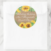 Zonnebloemkrans op jute look Guest Favor Ronde Sticker (Tas)