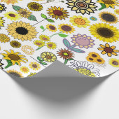 Zonnebloemkrapppapier, tultuurpapier, 90 seconden cadeaupapier (Hoek)