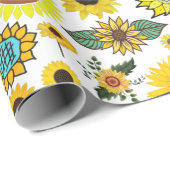 Zonnebloemkrapppapier, tultuurpapier, 90 seconden cadeaupapier (Rol Hoek)