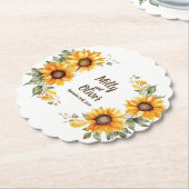 Zonnebloemkrommen: Gepersonaliseerde bruiloft Onde Kartonnen Onderzetters (Gekanteld)