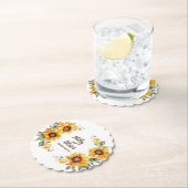 Zonnebloemkrommen: Gepersonaliseerde bruiloft Onde Kartonnen Onderzetters (Insitu)