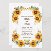 Zonnebloemkrommen: Gepersonaliseerde bruiloft uitn Kaart (Voorkant / Achterkant)