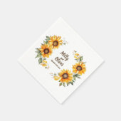 Zonnebloemkrommen: Gepersonaliseerde huwelijksserv Servet (Hoek)