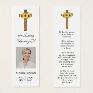 Zonnebloemkruis Foto Funeral Boeklegger Mini Visitekaartjes