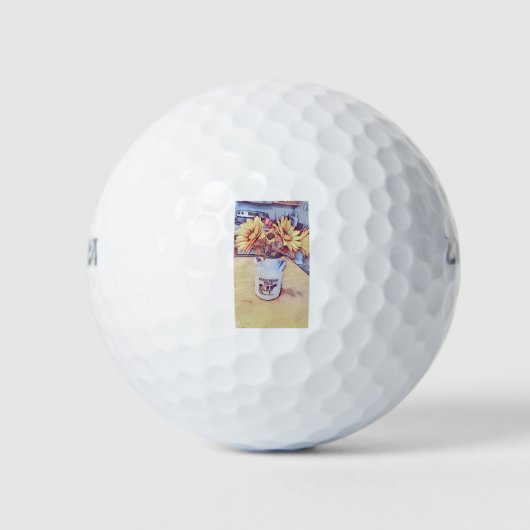 Zonnebloemkunst Golfballen (Voorkant)