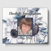 Zonnebloemkunst in blauw en wit | Foto | Begrafeni Gastenboek (Voorkant)