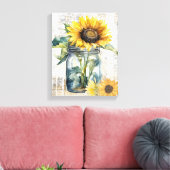Zonnebloemkunst - ingepakt doek canvas afdruk (Insitu (Woonkamer))