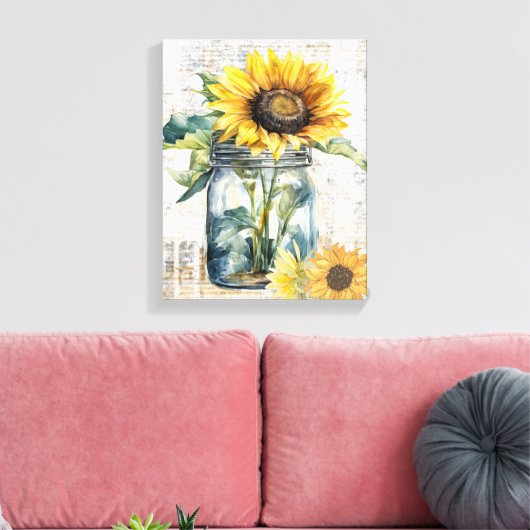 Zonnebloemkunst - ingepakt doek canvas afdruk (Insitu (Woonkamer))