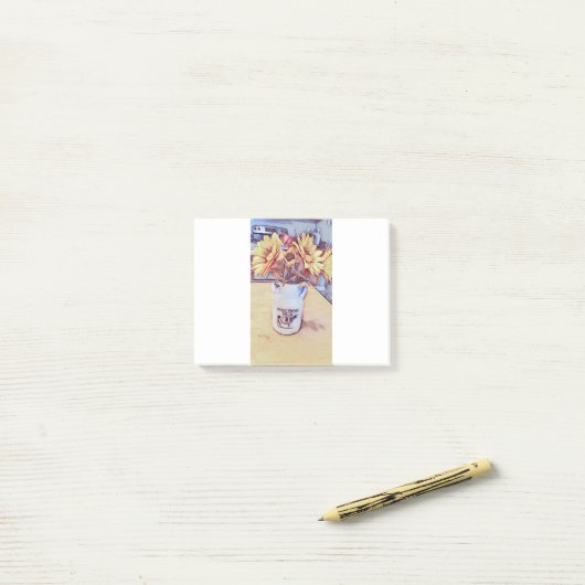 Zonnebloemkunst Post-it® Notes (Op bureau)
