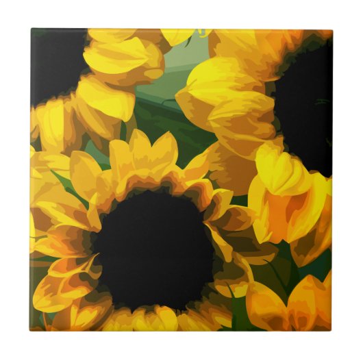 Zonnebloemkunstontwerp Tegeltje (Voorkant)