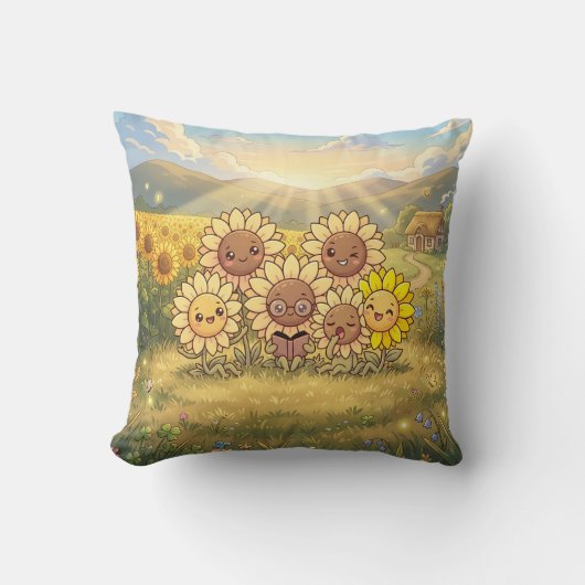 Zonnebloemkussen Zonnige Weide Kussen (Voorkant)