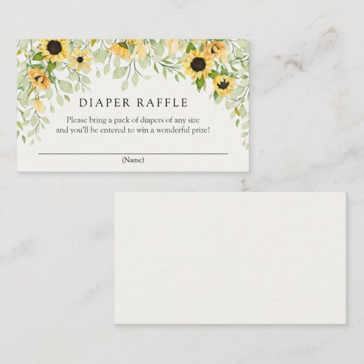 Zonnebloemlade Raffle Enclosure Card Informatiekaartje (Voorkant / Achterkant)