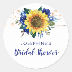 Zonnebloemlampjes Blauw Vrijgezellenfeest Ronde Sticker