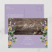 Zonnebloemlampjes en lavendel Bridal Rustic Shower Uitnodiging Briefkaart (Voorkant / Achterkant)