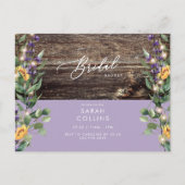 Zonnebloemlampjes en lavendel Bridal Rustic Shower Uitnodiging Briefkaart (Voorkant)