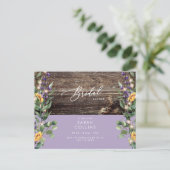 Zonnebloemlampjes en lavendel Bridal Rustic Shower Uitnodiging Briefkaart (Staand voorkant)