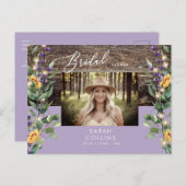 Zonnebloemlampjes en lavendel Foto Rustic Bridal Uitnodiging Briefkaart (Voorkant / Achterkant)