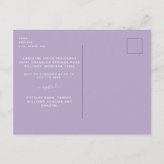 Zonnebloemlampjes en lavendel Foto Rustic Bridal Uitnodiging Briefkaart (Achterkant)