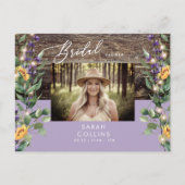 Zonnebloemlampjes en lavendel Foto Rustic Bridal Uitnodiging Briefkaart (Voorkant)