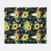 Zonnebloemland in zwart fleece deken (Voorkant (Horizontaal))
