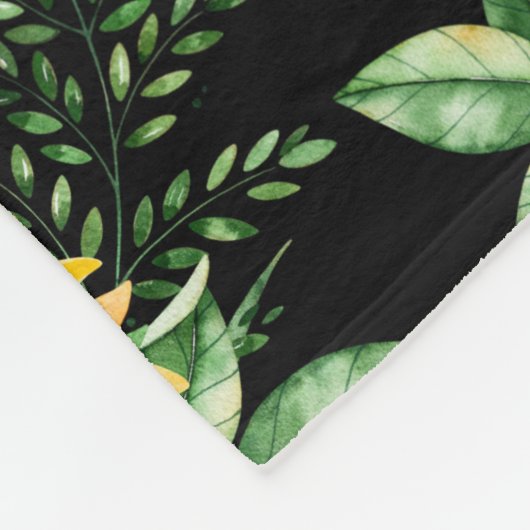 Zonnebloemland in zwart fleece deken (Hoek)