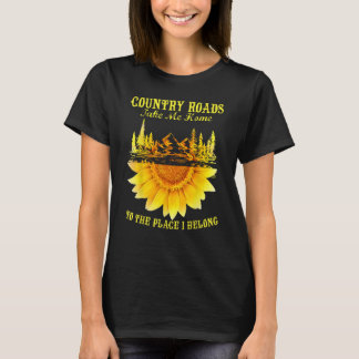 Zonnebloemlandwegen brengen me naar huis grappige t-shirt