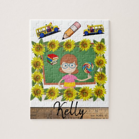 Zonnebloemleraar Puzzles Legpuzzel (Verticaal)